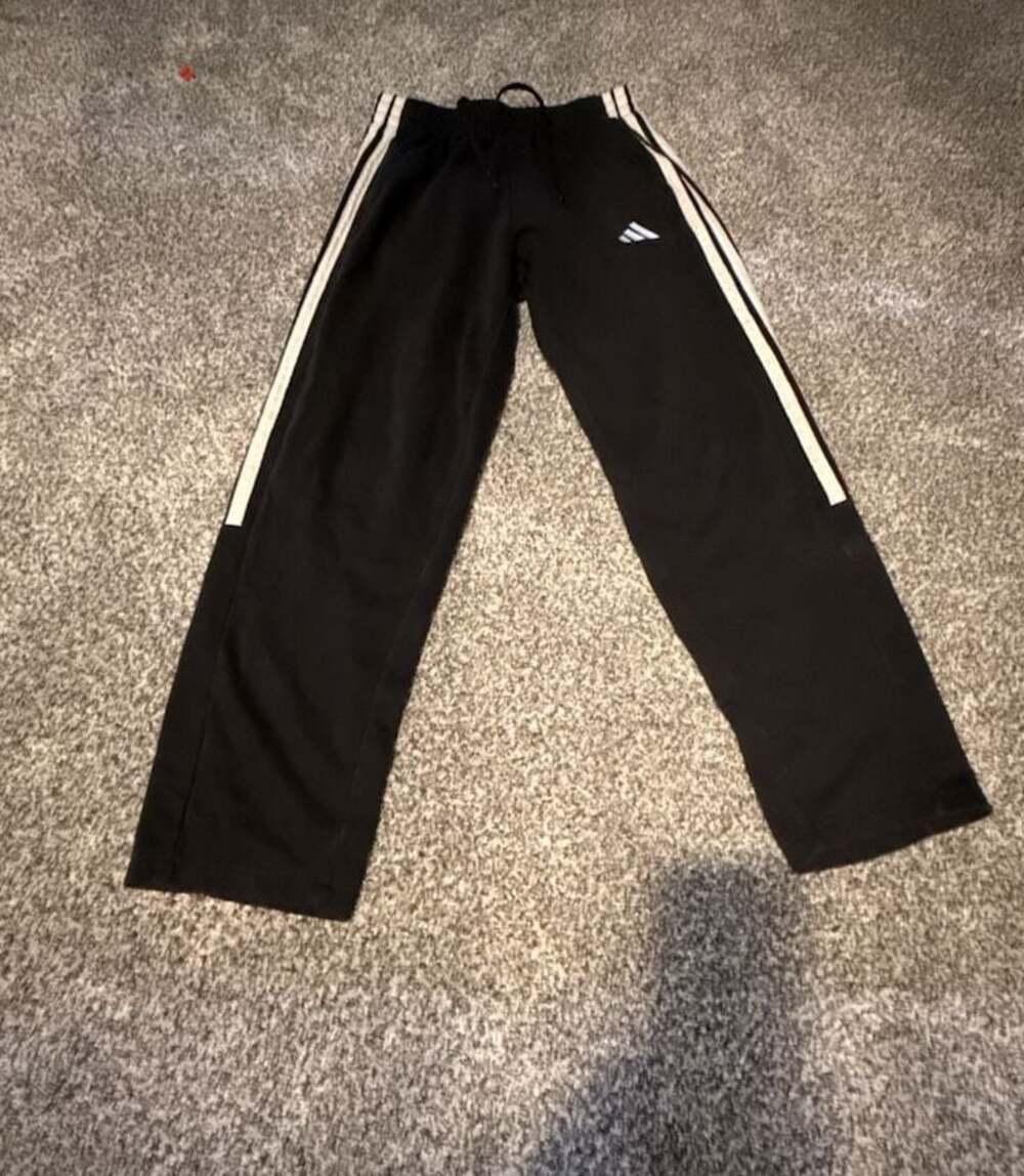 adidas Black Sweatpants with White Stripes and Drawstring Waist, Size XL